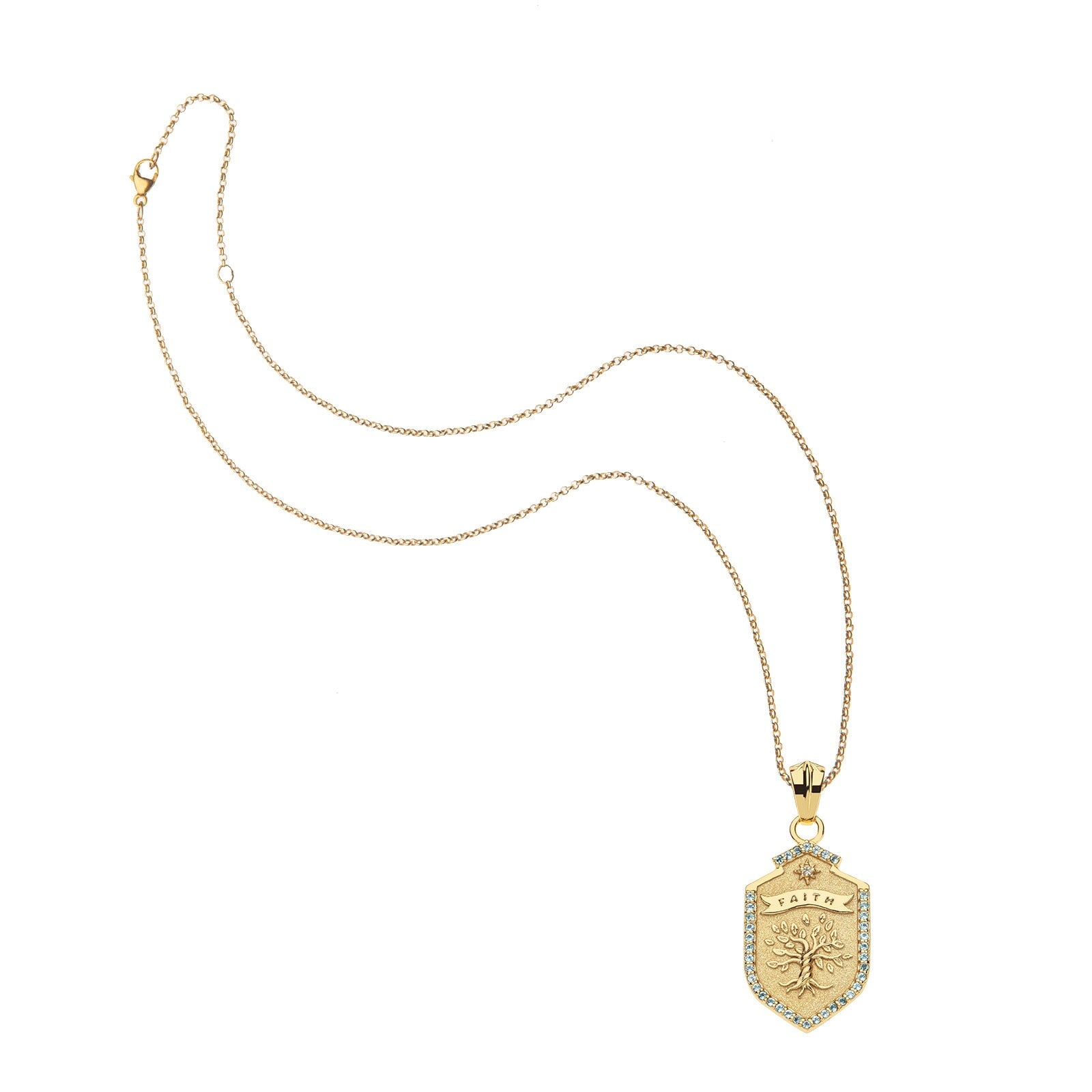 Faith Shield Pendant 16-18" Classic Rolo