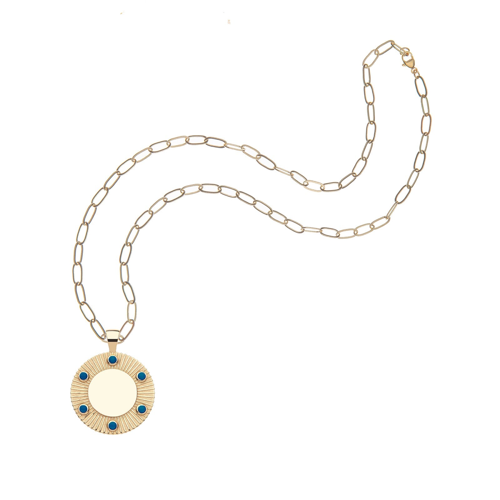 Forever Around The Sun Engravable Lapis Pendant 18" Drawn Link