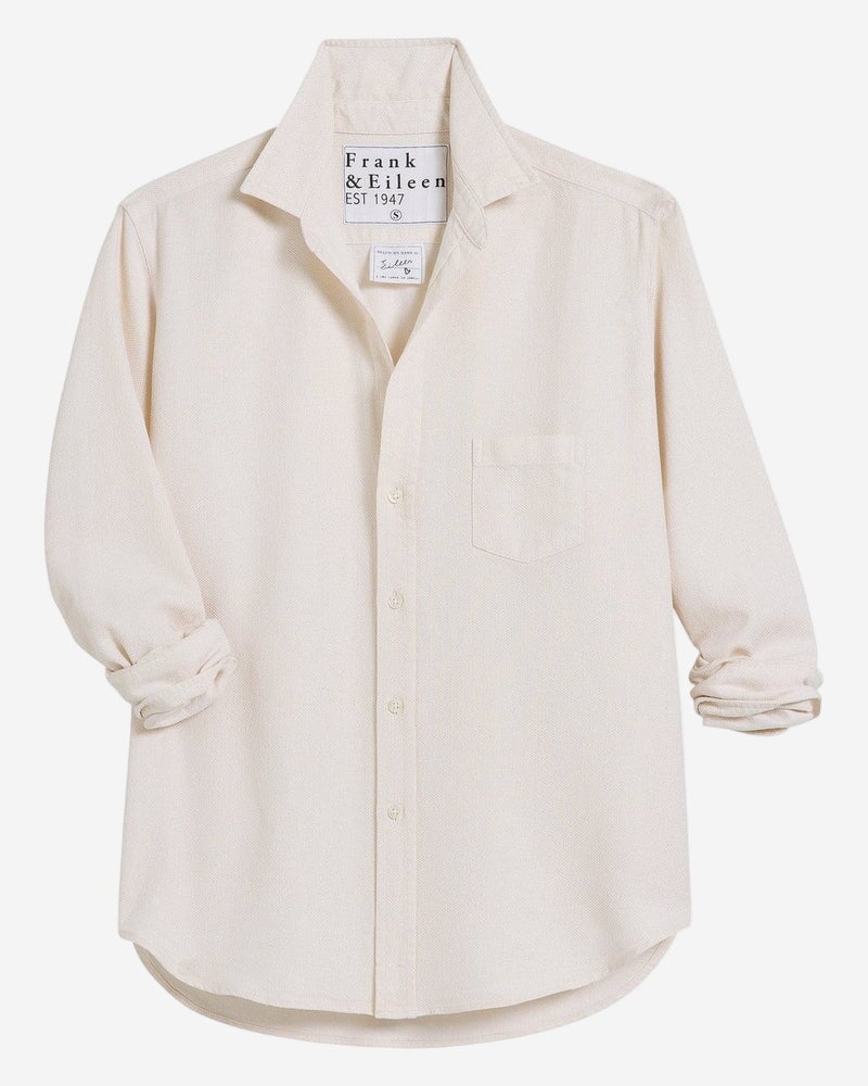 Eileen Relaxed Button-Up Shirt Cream/Gold Glitter