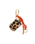 Leopard Zip Pouch Bag Charm Dark Acorn Multi