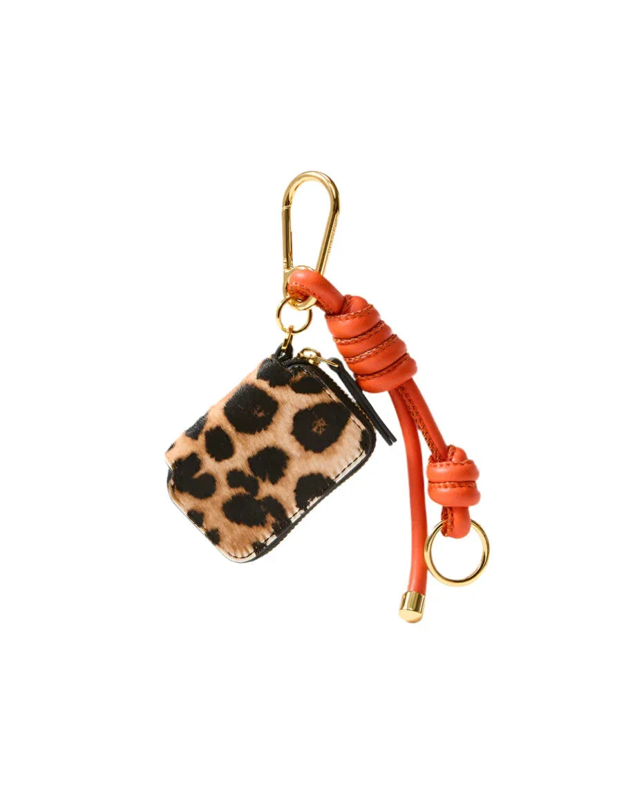 Leopard Zip Pouch Bag Charm Dark Acorn Multi