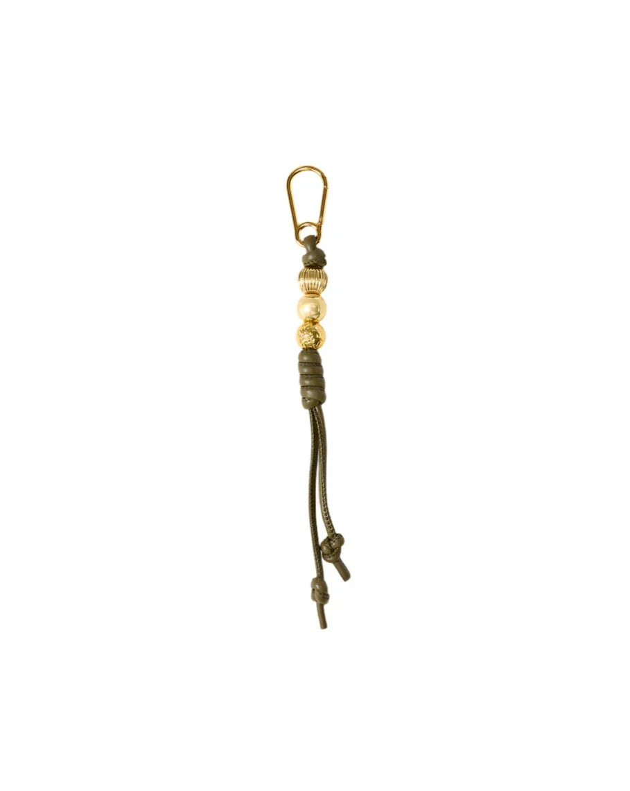Vegan Leather Beaded Bag Charm Cypress