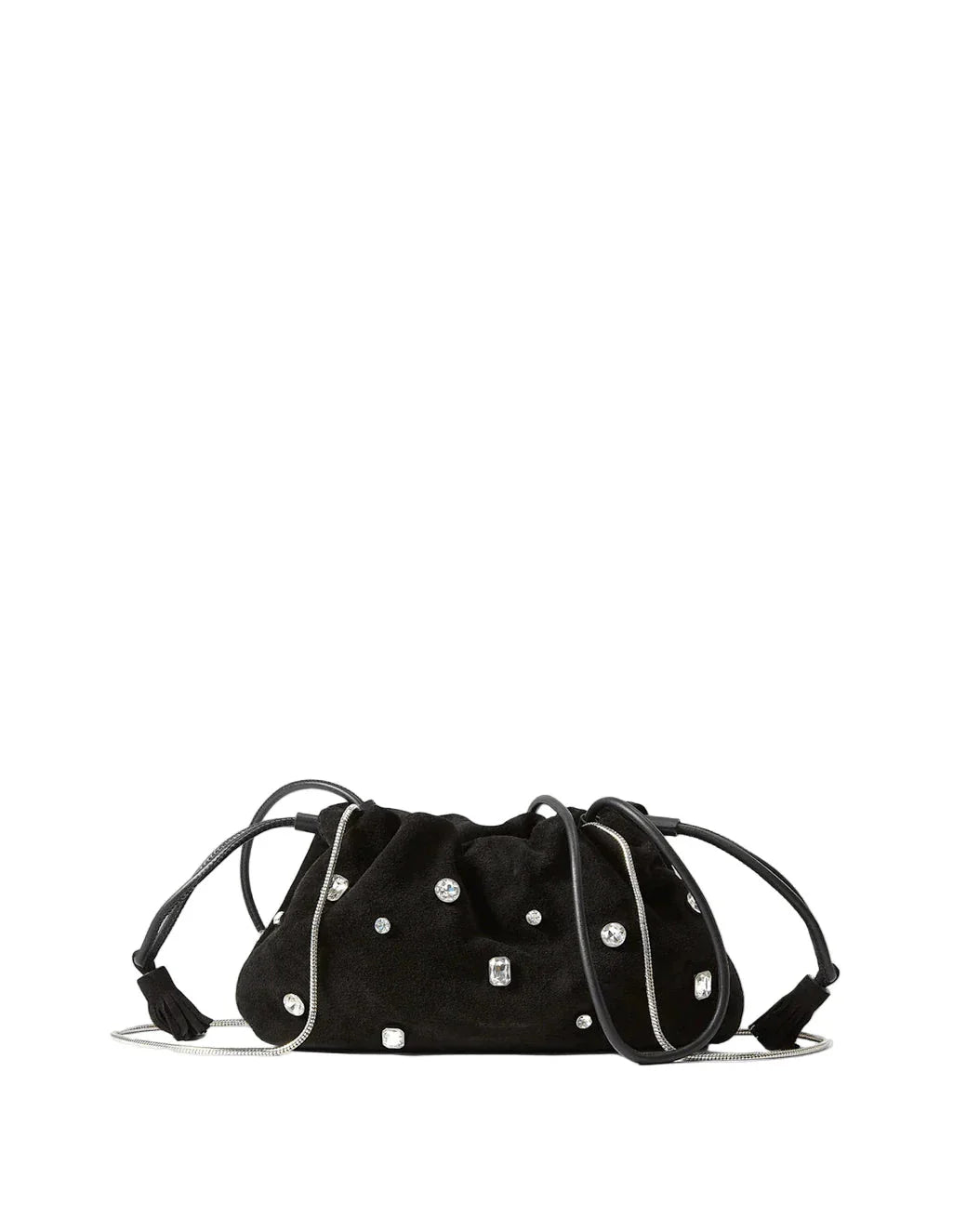 Small Crystal Embellished Stash Bag Black