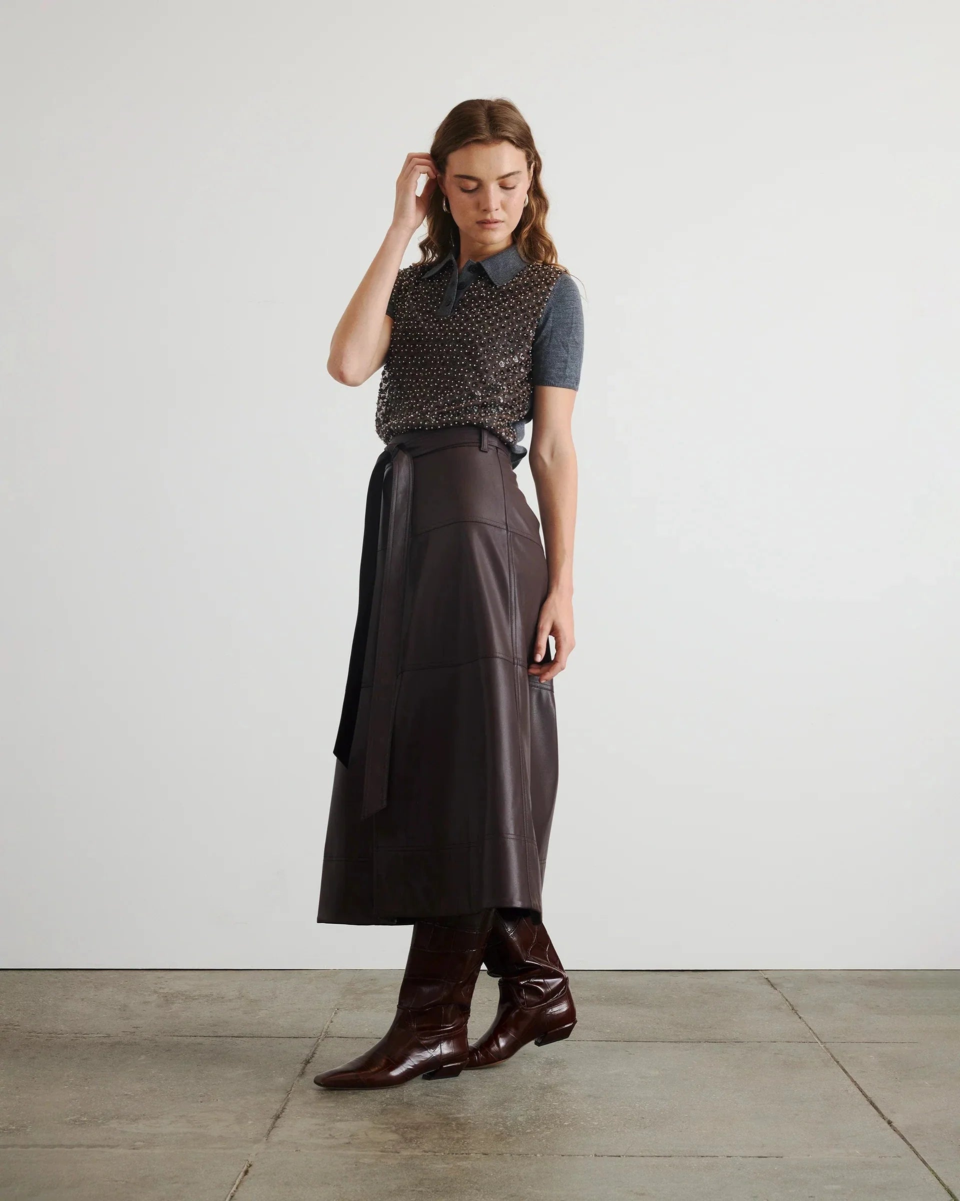 Camilla Knit Top Dark Heather Grey/Bronze Multi