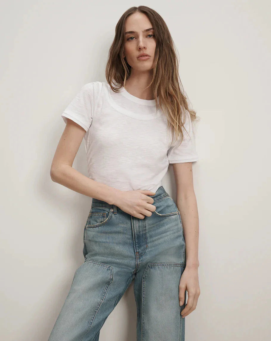 Damian Double-Collar T-Shirt White
