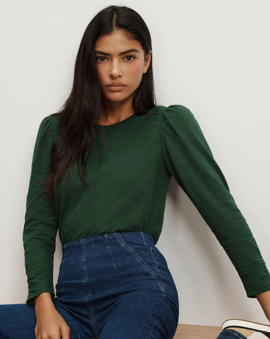 Bouvet Smocked-Shoulder T-Shirt Dark Hunter Green
