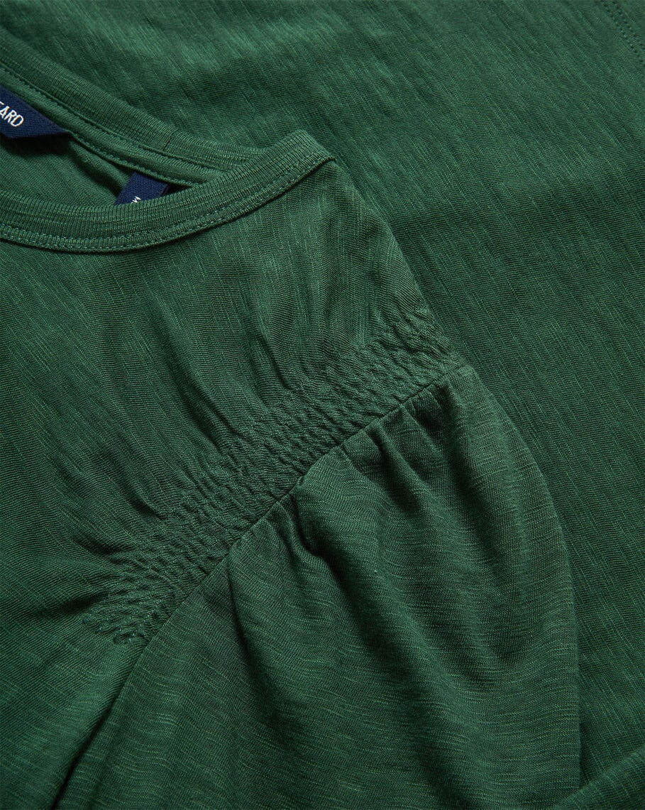 Bouvet Smocked-Shoulder T-Shirt Dark Hunter Green