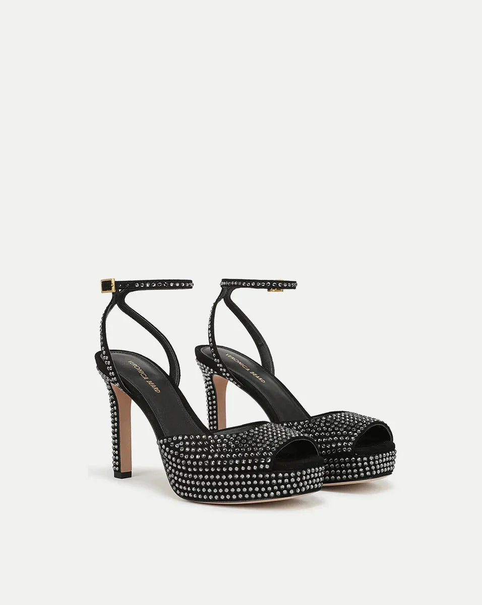 Brianne Crystal Platform Sandal Black