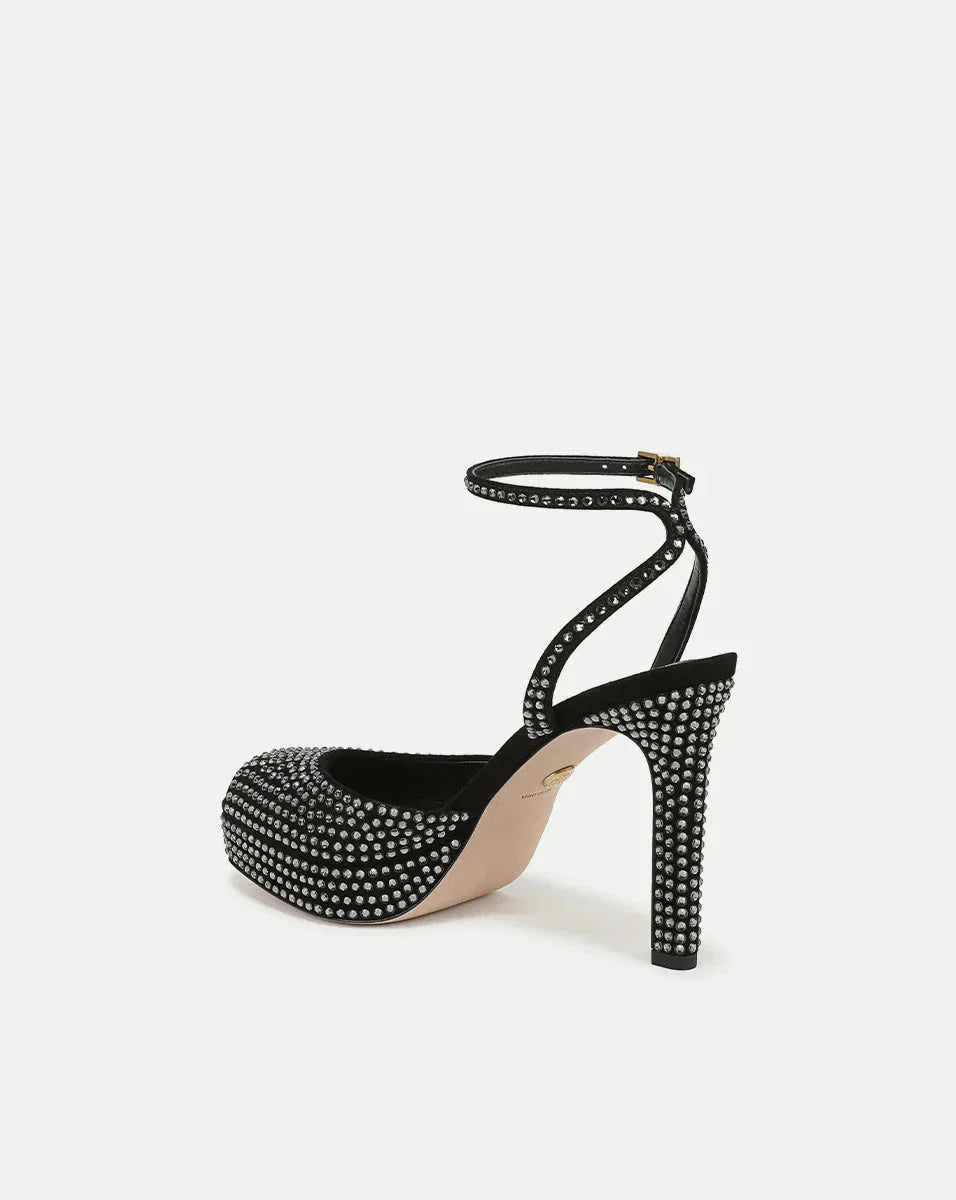 Brianne Crystal Platform Sandal Black