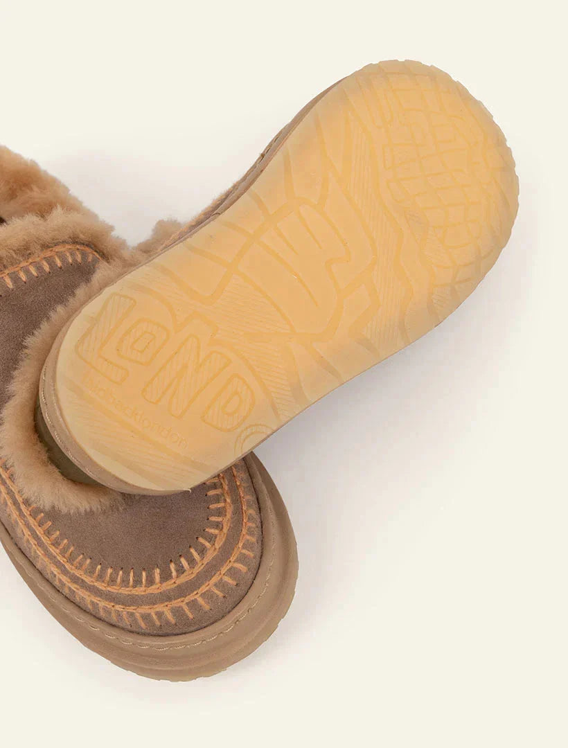 Jun 4.1 Slippers Taupe Suede Peach