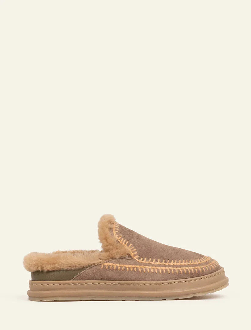Jun 4.1 Slippers Taupe Suede Peach