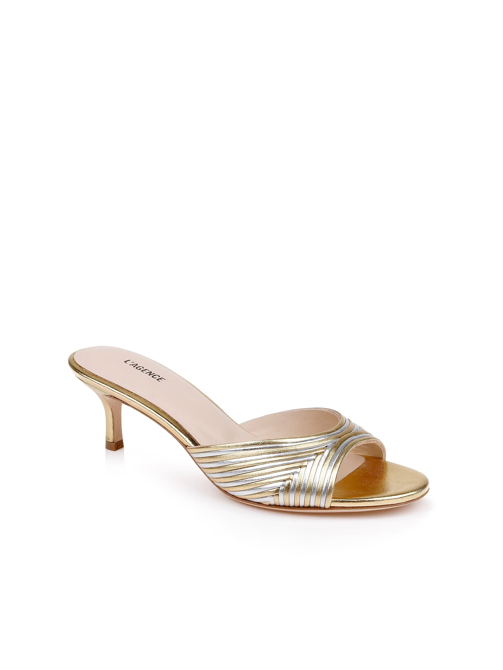 Chamonix Kitten Heel Mule Gold/Silver