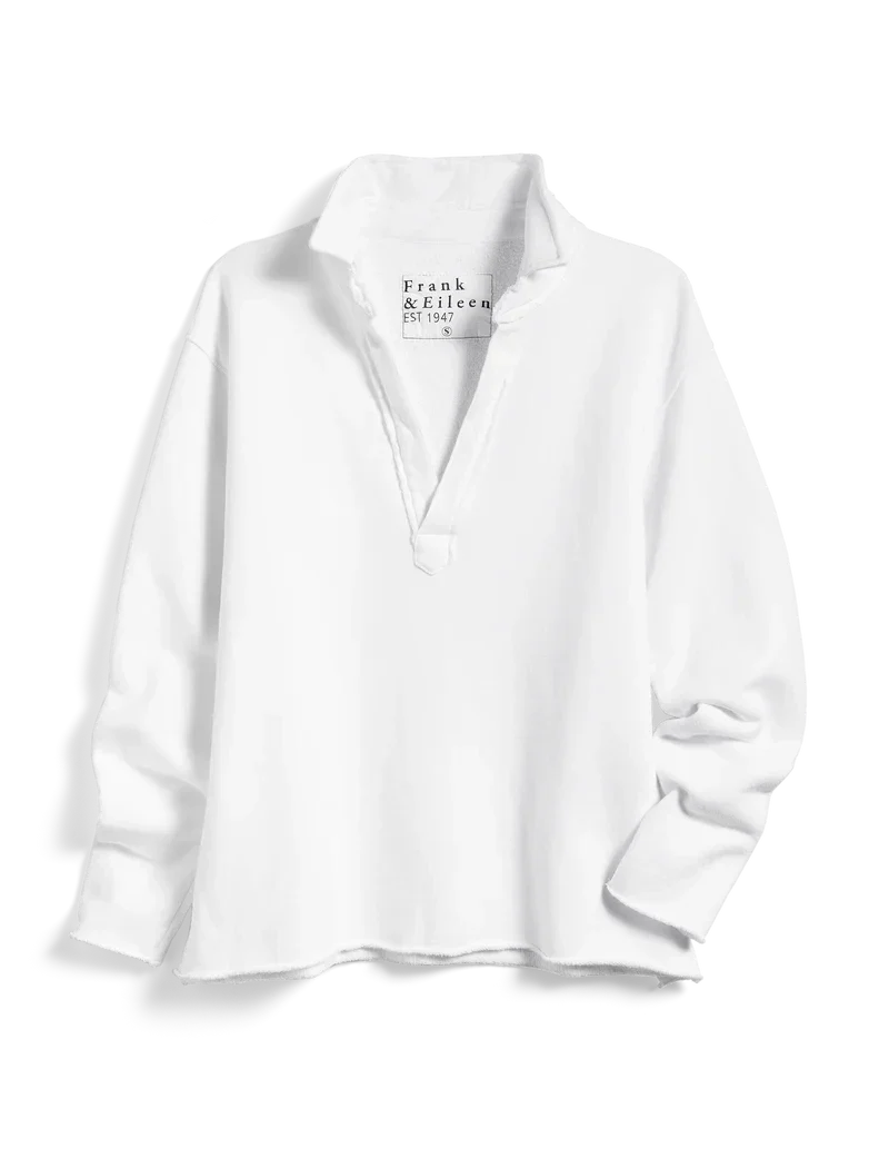 Patrick Popover Fleece Henley White