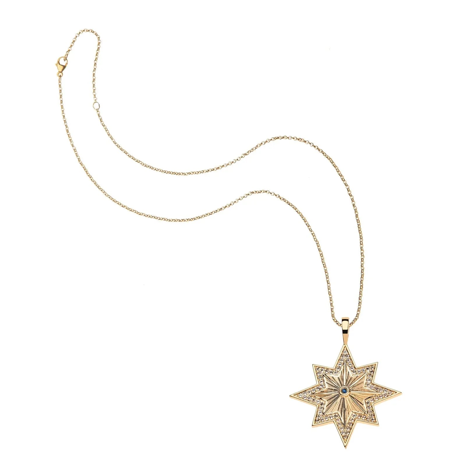Lucky Wish On A Star Embellished Pendant 16-18" Classic Rolo