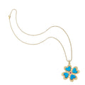 Lucky In Love Clover Turquoise Pendant 16-18" Classic Rolo