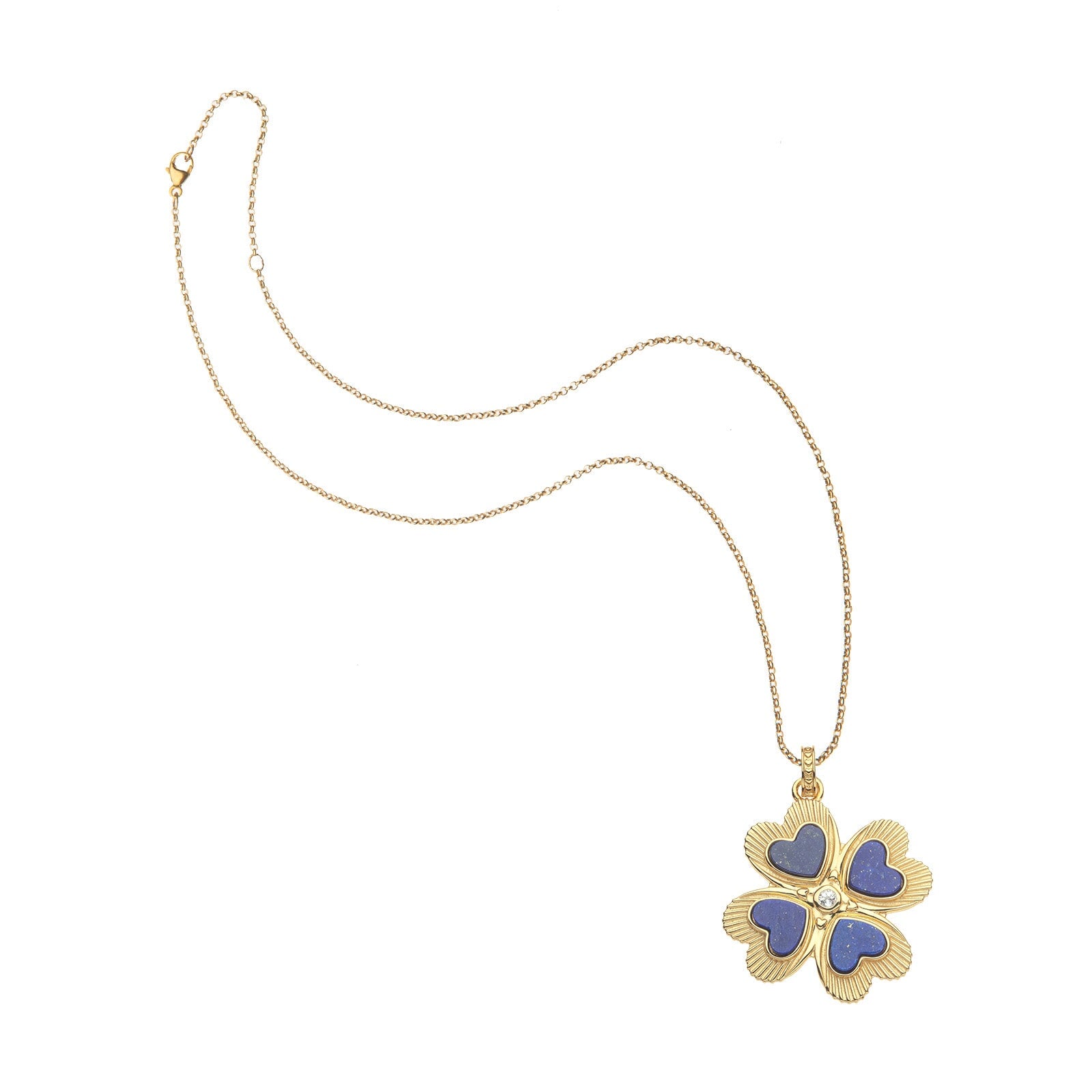 Lucky In Love Clover Pendant Lapis 16-18" Classic Rolo