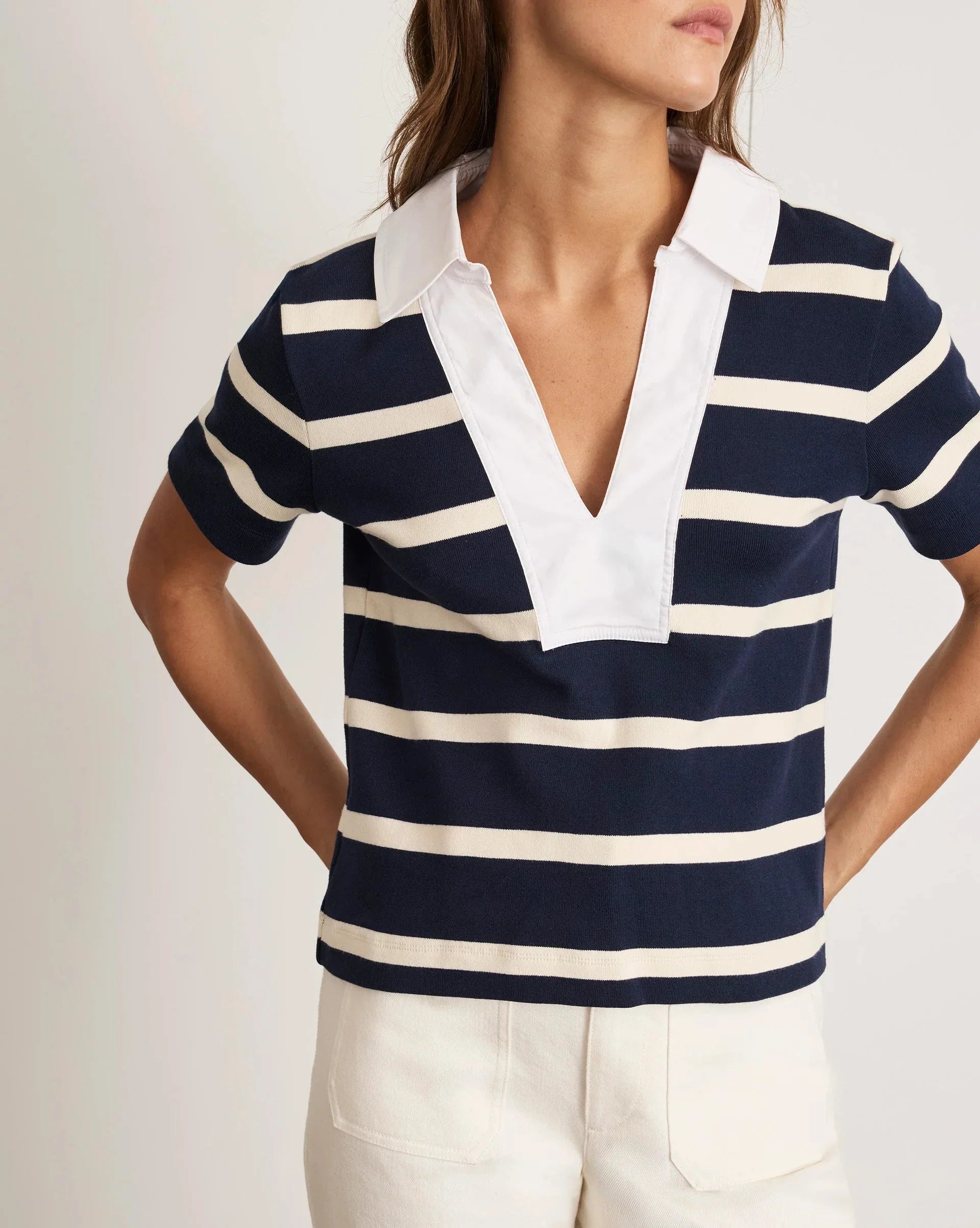 Melanie Top Maritime Blue/Cream Wide Stripe