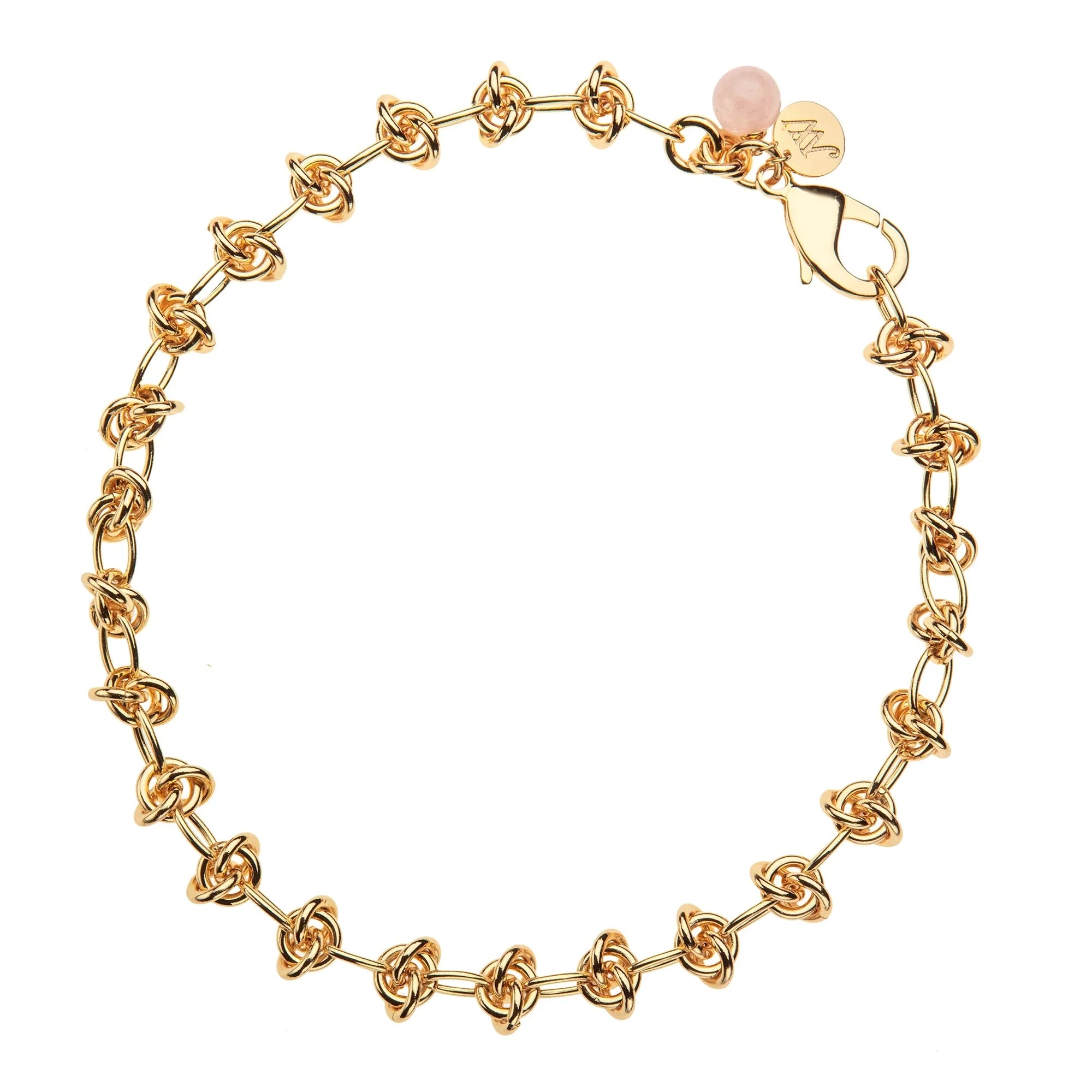 In A Knot Chain Rose Quartz Bead 18"