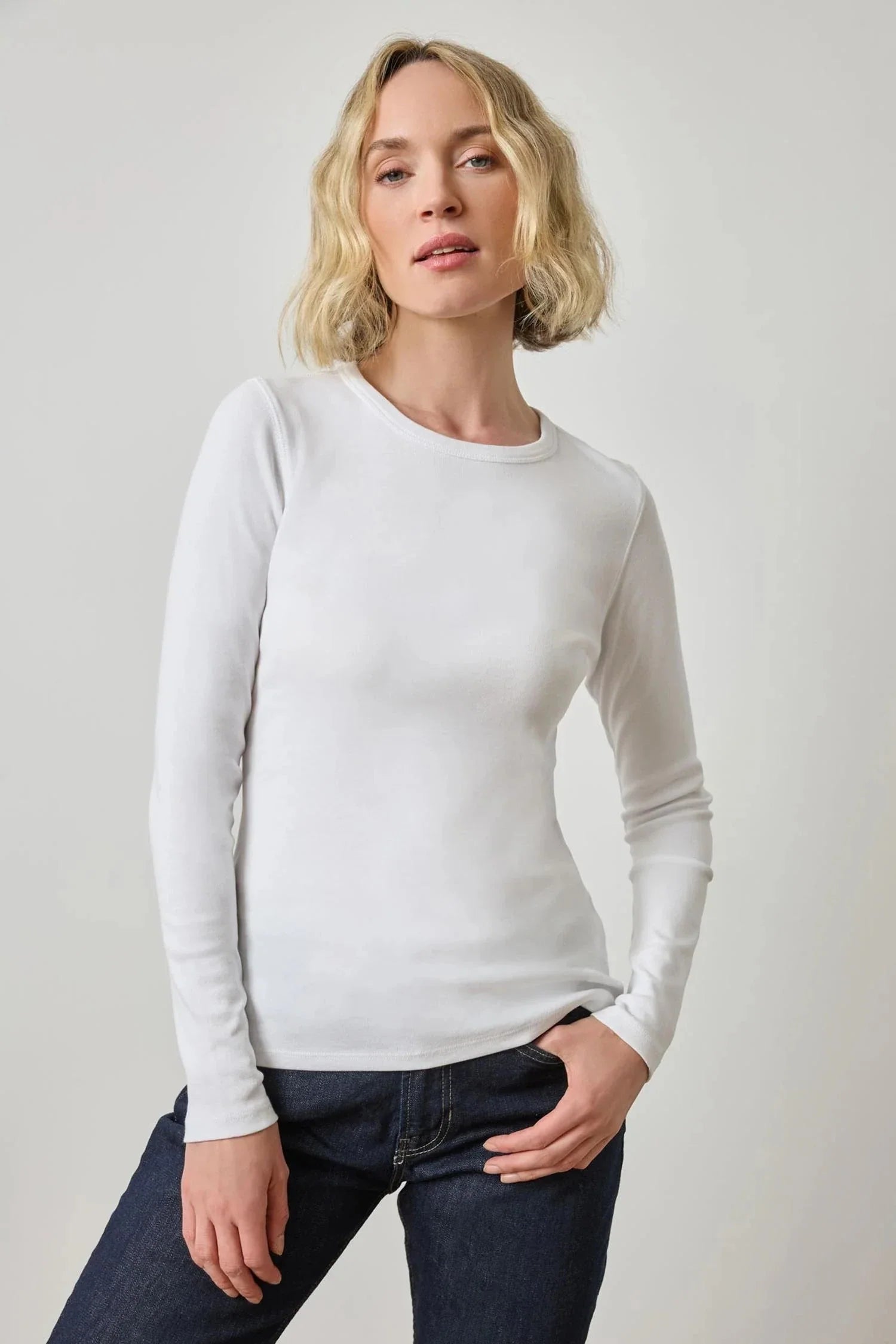 Long Sleeve Crew White