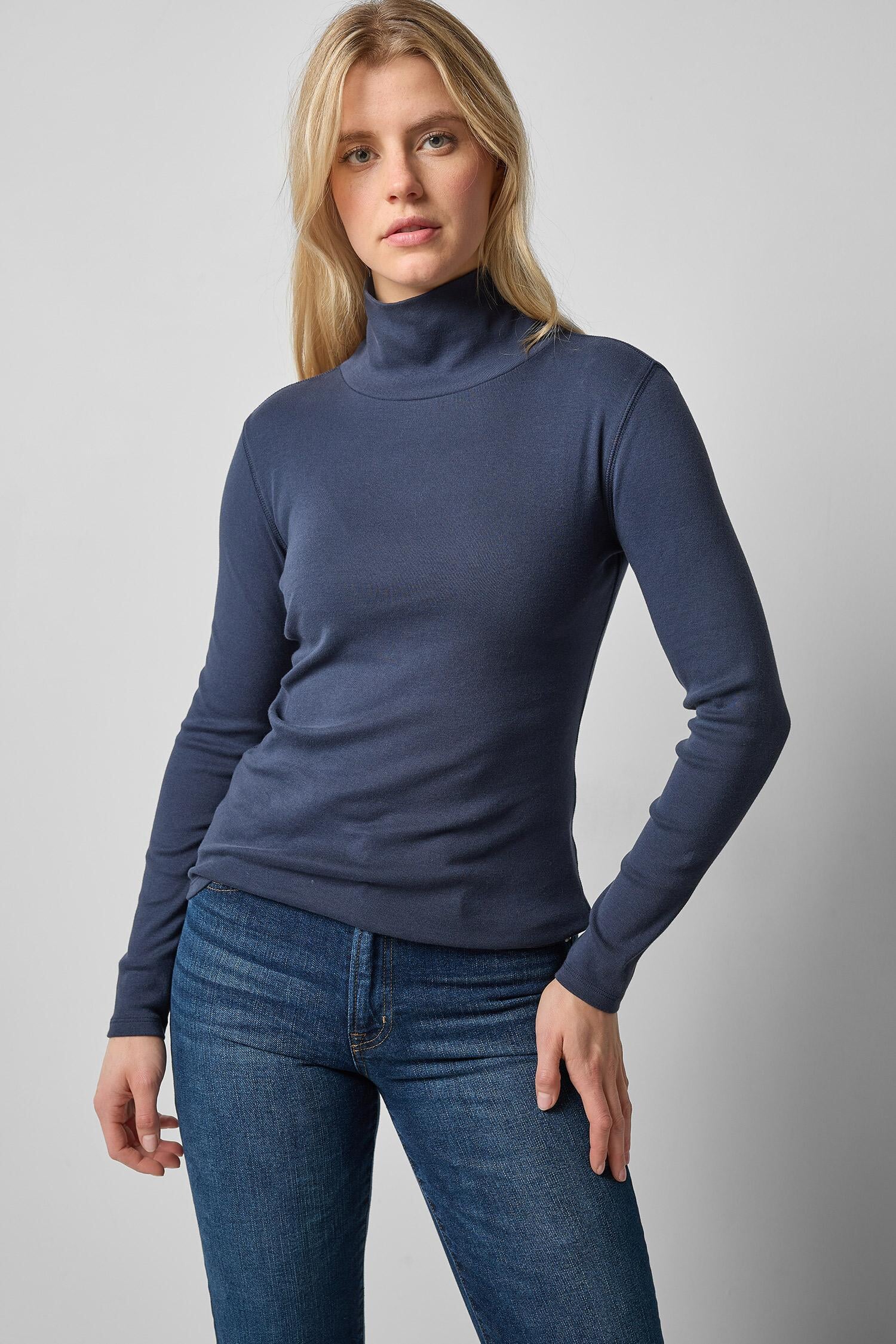 Long Sleeve Turtleneck Tee Dark Navy
