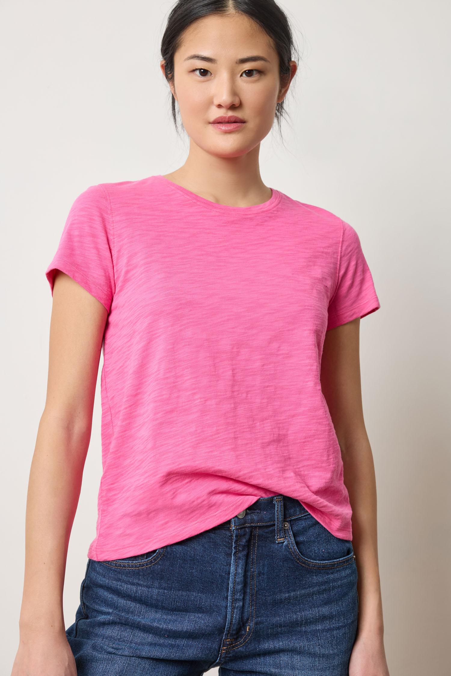 Short Sleeve Back Seam Crewneck Rosebud