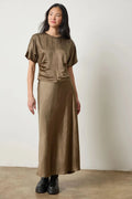 Satin Bias Maxi Skirt Parsley