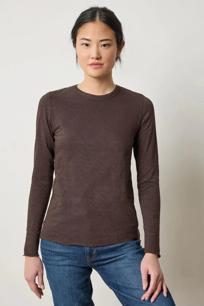 Long Sleeve Bias Crewneck Espresso