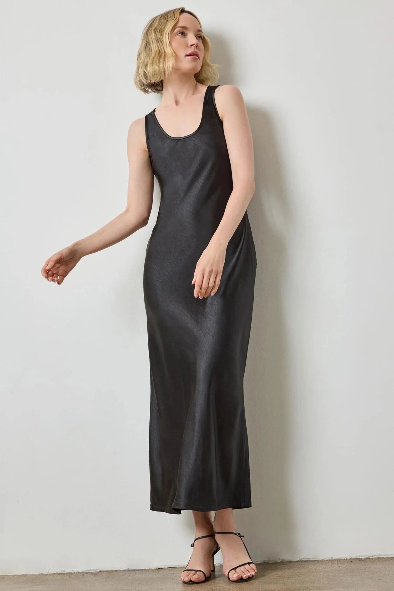 Satin Bias Maxi Dress Black