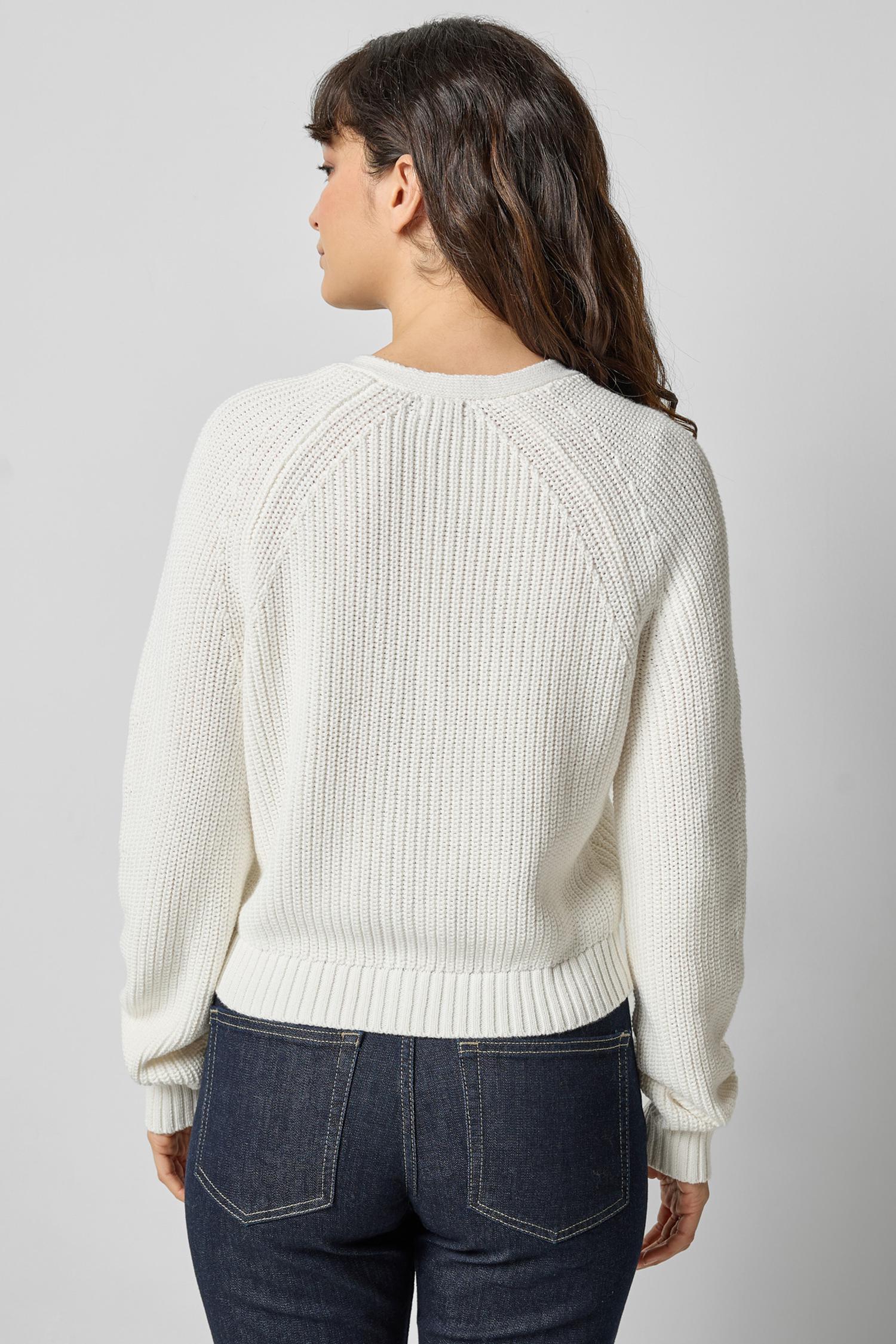 Shrunken V-Neck Cardigan White