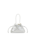 Drawstring Pouchette Crinkle Silver