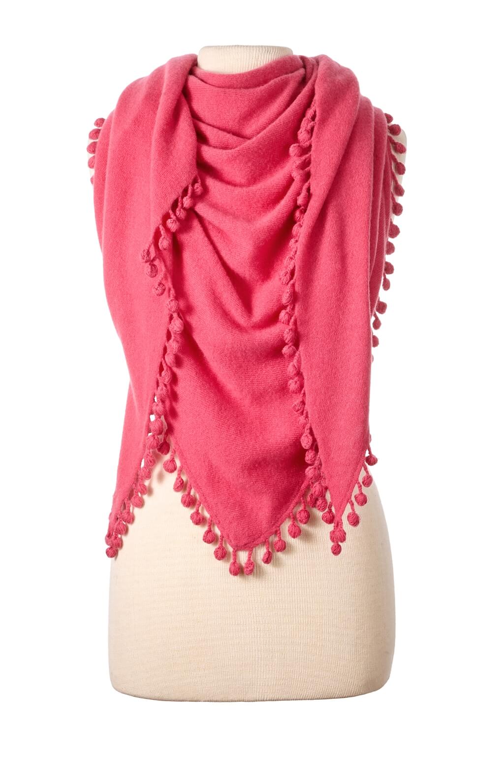 Pop Pom Triangle Wrap Rhubarb
