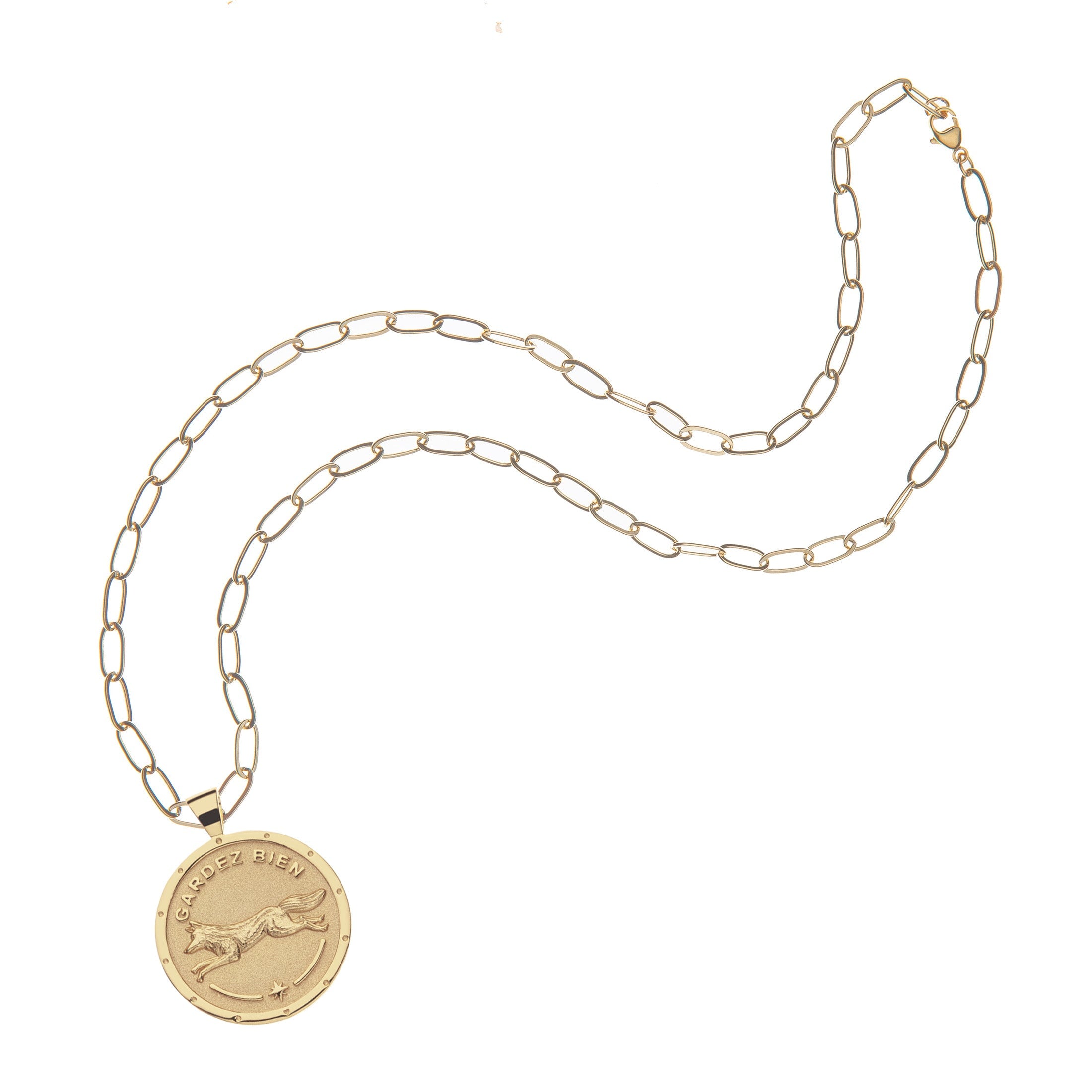 Protect Fox Original Pendant Coin 18" Drawn Link