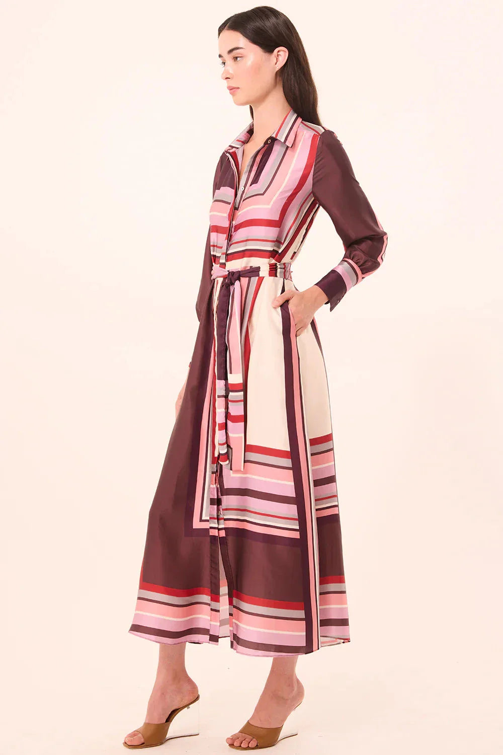 Herminia Dress Chocolate Geo Stripe