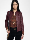 Veryn Crinkled Leather Blazer Burgundy