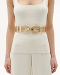 Rowan Double Loop Stretch Belt Metallic Gold