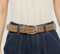 Isaac Studded Belt Cacao/Silver