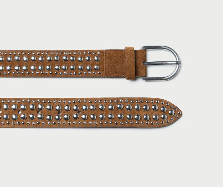 Isaac Studded Belt Cacao/Silver