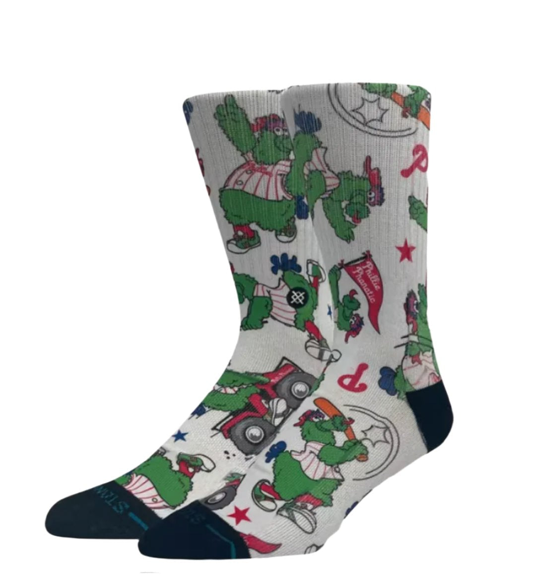 Phillies Phanatic Print Crew Socks White