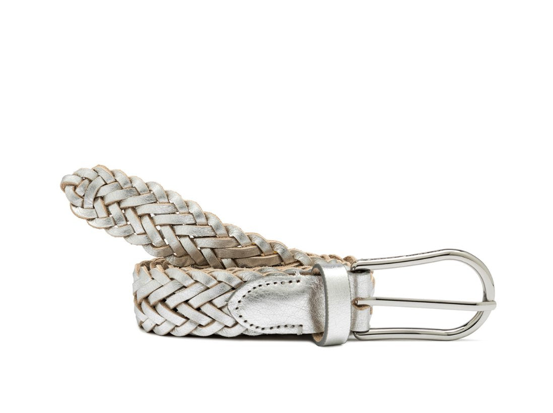 Braided Leather Belt Argento