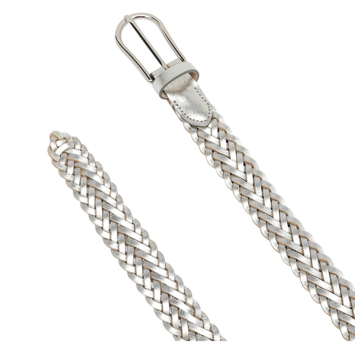 Braided Leather Belt Argento