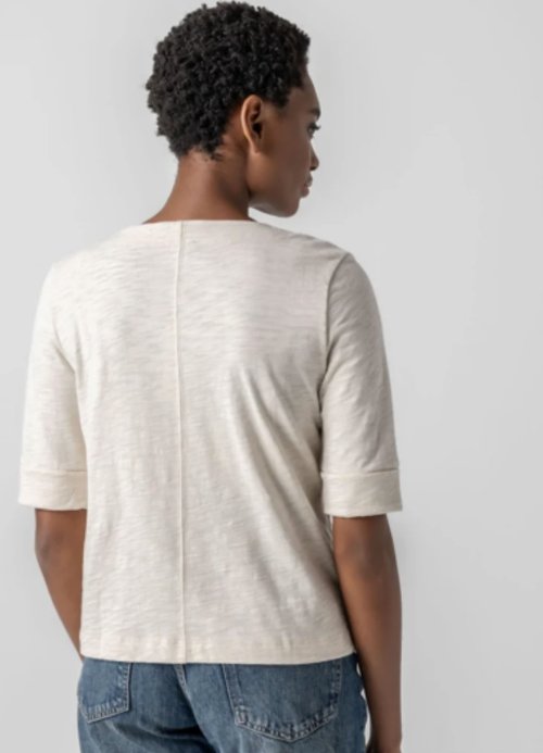 Cuffed Sleeve Split Neck Canvas