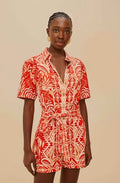 Tropical Tapestry Romper Red