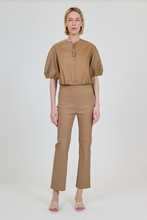 Austin Short Sleeve Zip Up Jacket Taupe