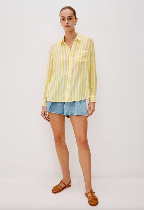Charli Button-Down Daffodil Stripe