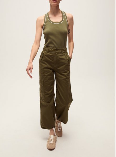 Birke Tank with Contrast Piping Stone Army