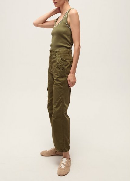 Birke Tank with Contrast Piping Stone Army