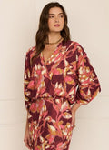 Mirabel Top Ikat Foliage Bordeaux Red