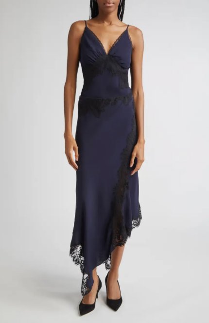 Hartley Asymmetrical Lace Skirt Navy