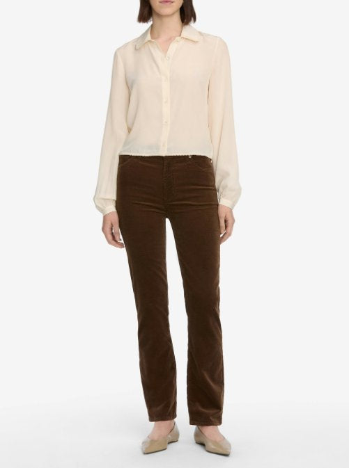 Le Sleek Straight Corduroy Bitter Chocolate