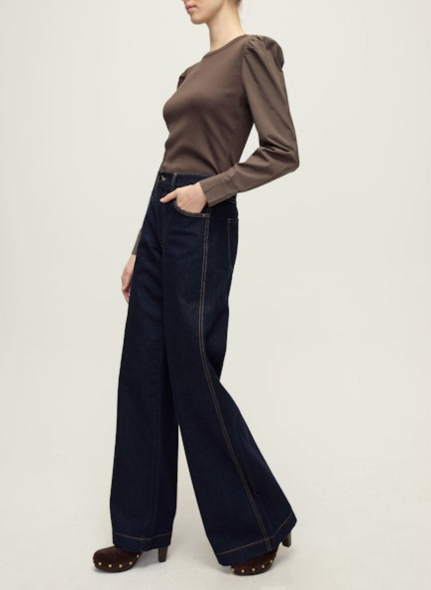 Fersia Mixed Media Tee Dark Umber